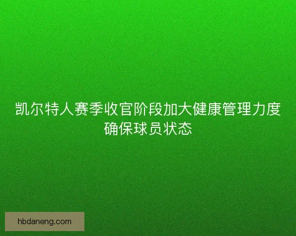 凯尔特人赛季收官阶段加大健康管理力度确保球员状态